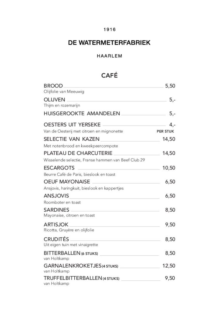 Nieuw café kaart