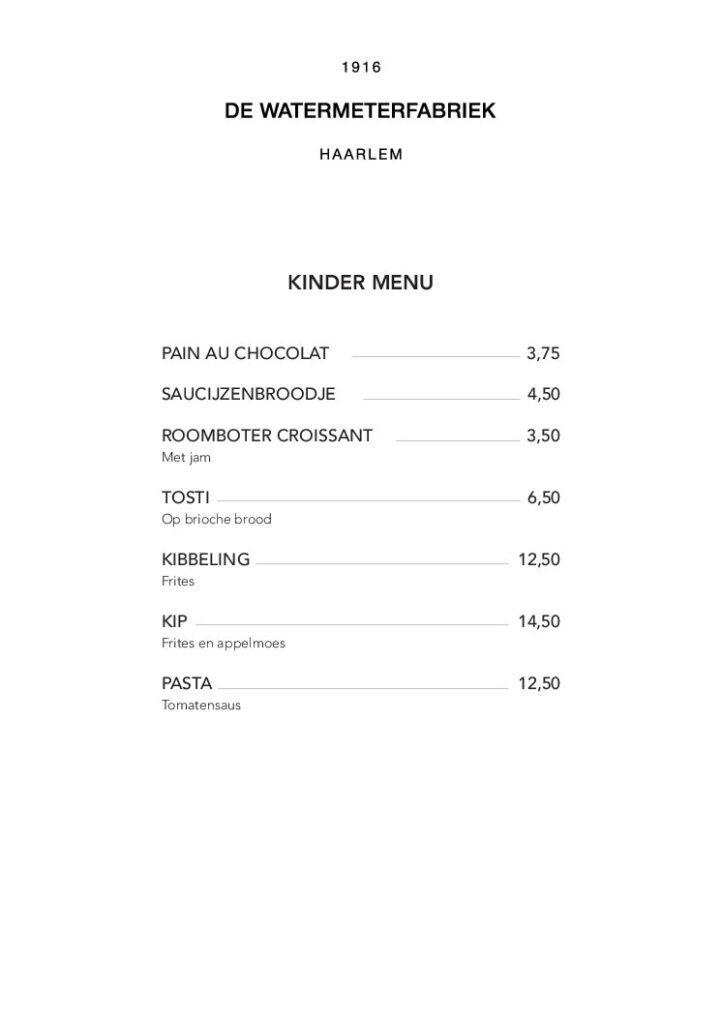 Kindermenu overdag