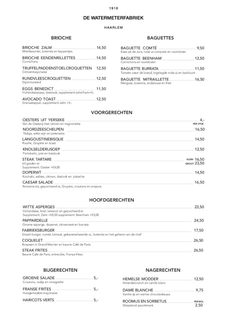 Ontbijt lunch drankkaart Mei